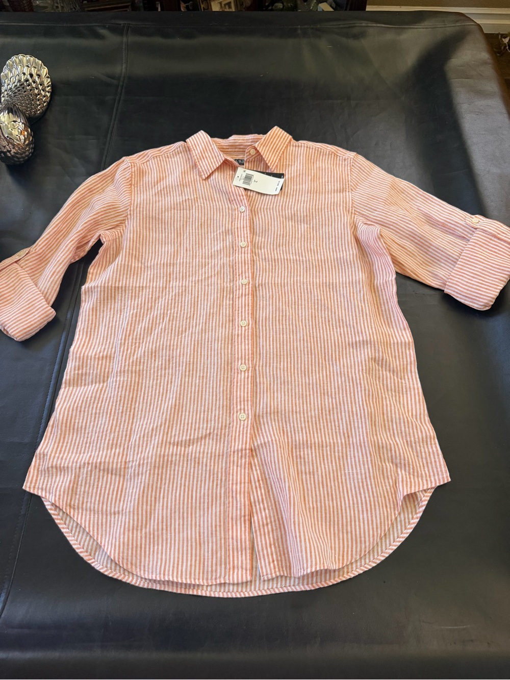 Ralph Lauren Pink & White Striped Casual Button-Down Shirt